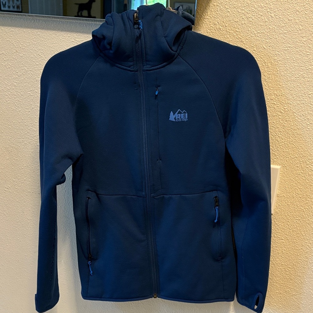 REI Co-op Navy Blue Fleece Hooded Jacket